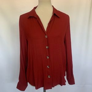 NWT Burnt Orange Button Down Top size L